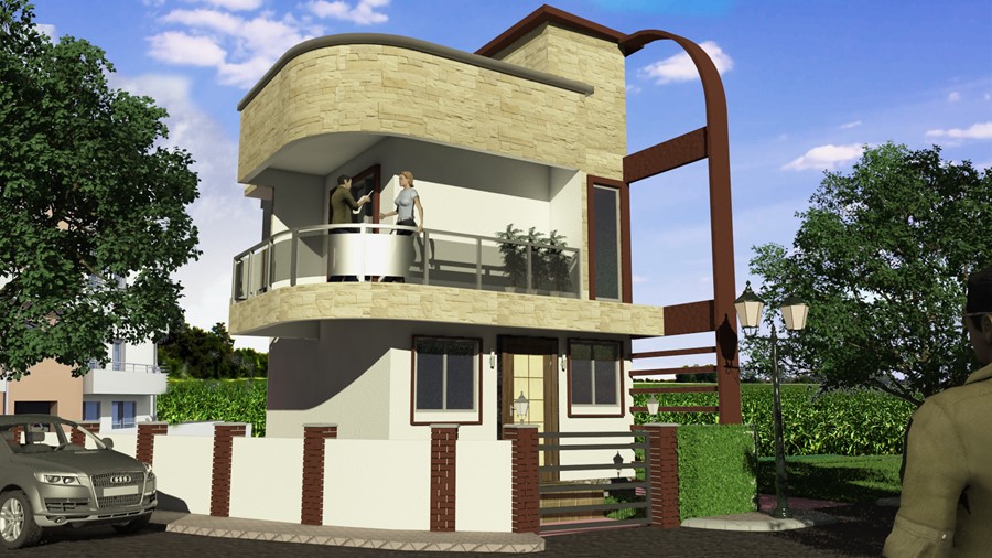 2 BHK_Corner Row House Elevation